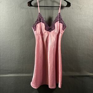 vtg y2k women babbydoll slip dress small pink lace fairy whimsigoth dainty